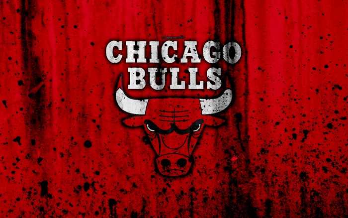 Chicago Bulls logo on red background