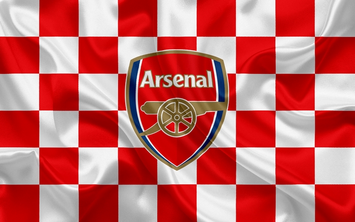 Arsenal F.C. logo on checkered background