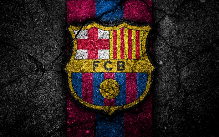 FC Barcelona logo on a cracked textured background