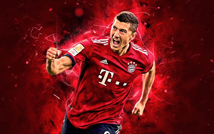Robert Lewandowski Celebrating in Bayern Munich Jersey