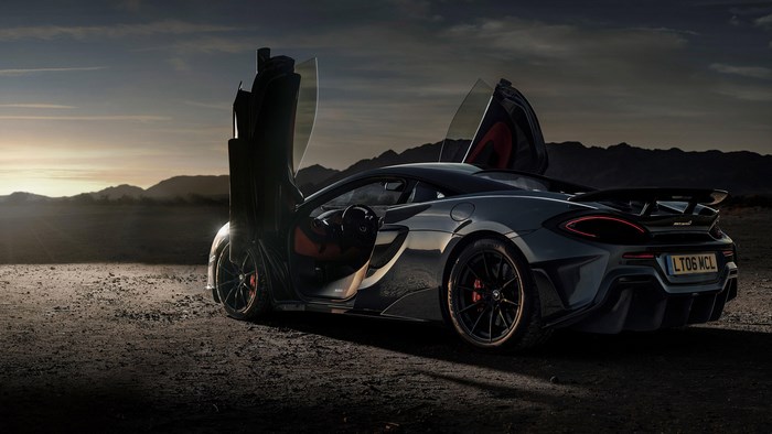 McLaren 600LT supercar with doors open
