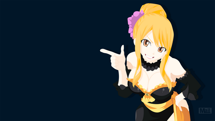 Lucy Heartfilia from Fairy Tail pointing