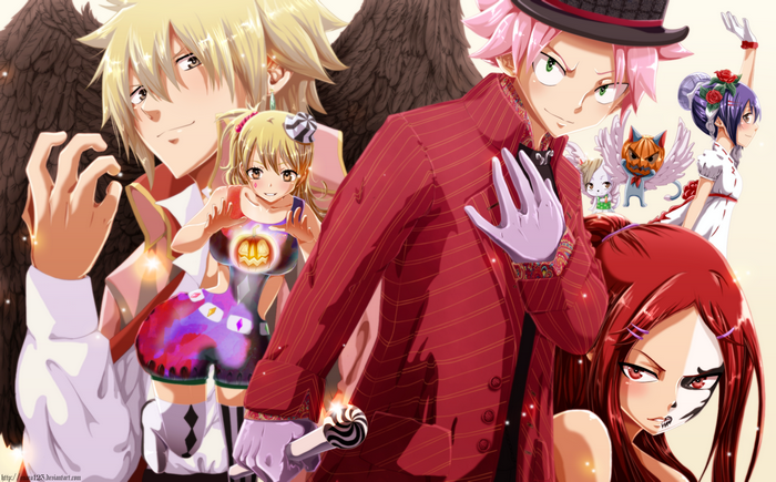 Fairy Tail characters in Halloween costumes