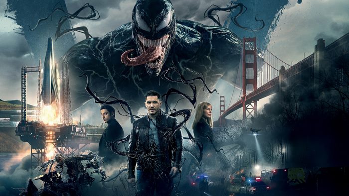 Venom and Eddie Brock with San Francisco Bridge