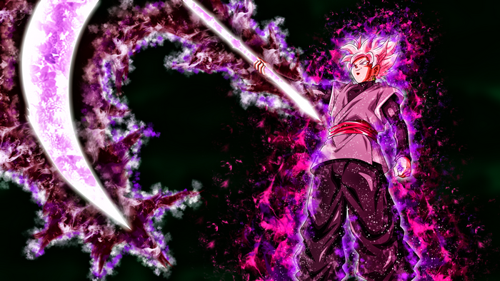 Black Goku from Dragon Ball Z with energy scythe