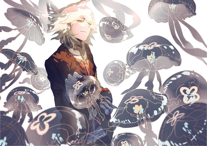 Nagito Komaeda Among Serene Floating Jellyfish