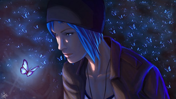 Chloe Price from Life is Strange with butterflies