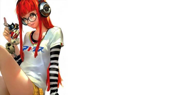 Futaba Sakura from Persona 5 with Phantom Thief mascots