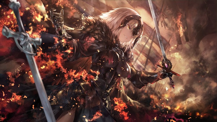 Jeanne d'Arc Alter from Fate/Grand Order with swords and flames