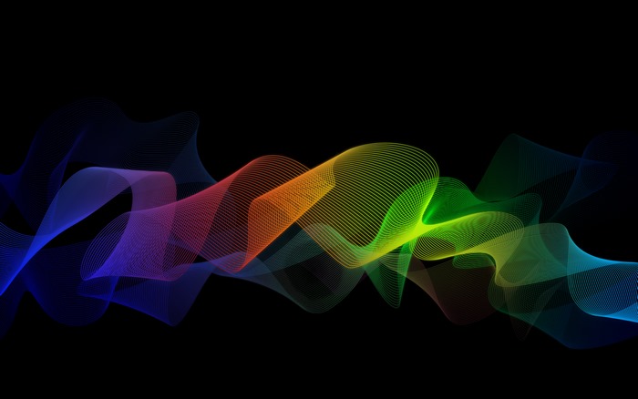 4K Vibrant Rainbow Flowing Ribbon on Black