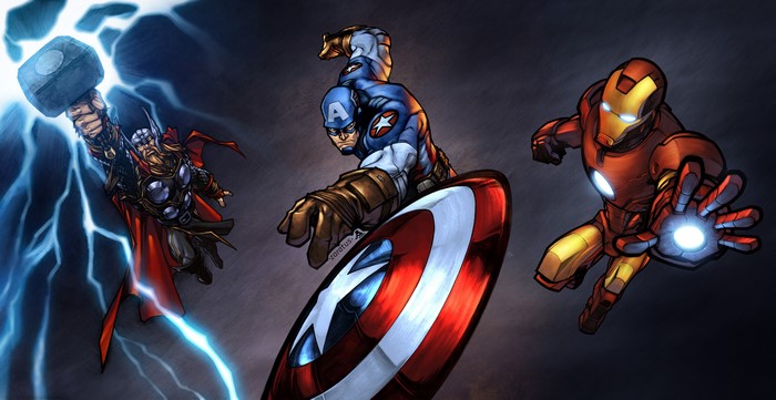 Thor, Captain America, and Iron Man from Marvel Comics