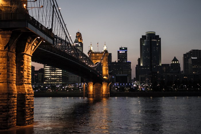 Cincinnati Suspension Bridge at Night