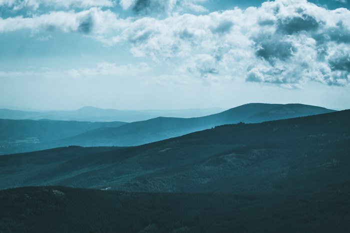 Mountain range with moody sky