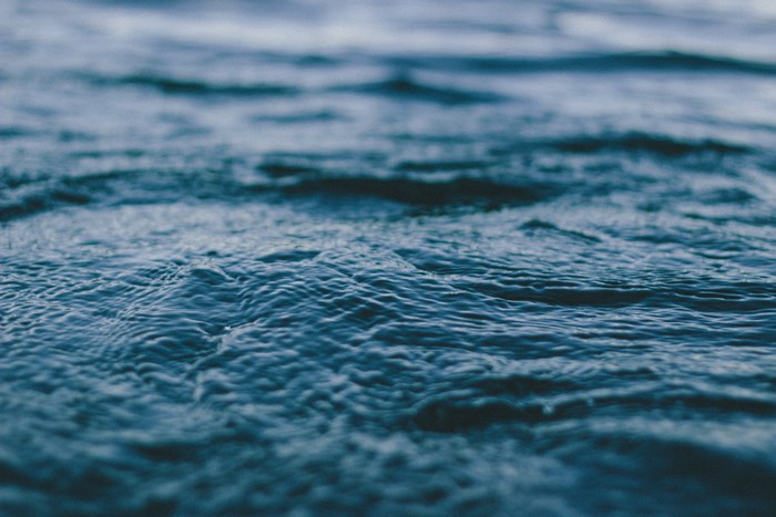Close up of blue water ripples