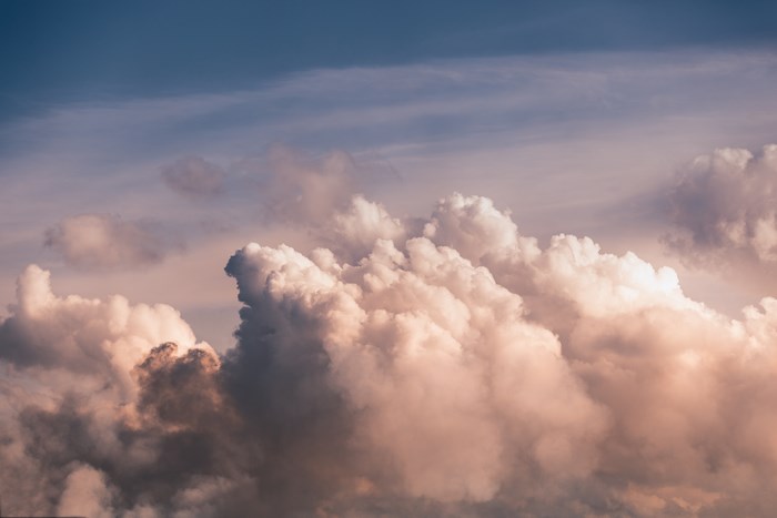 Cumulus clouds in a blue sky