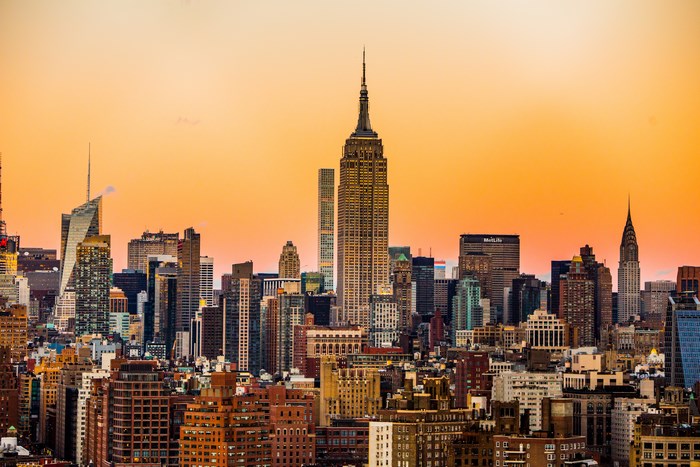 New York City skyline at sunset with Empire State Building