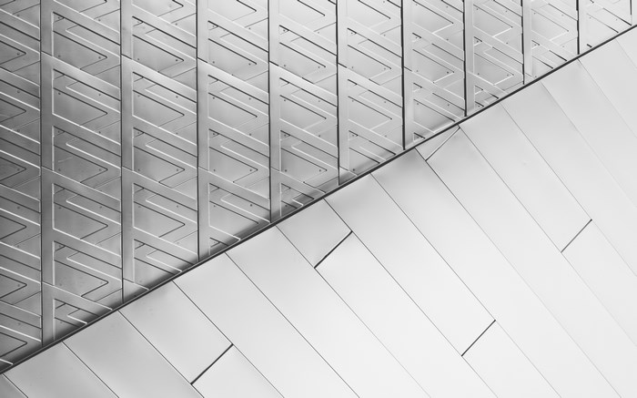 Abstract metallic pattern on a building facade