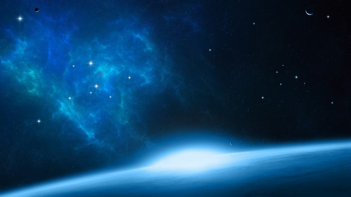 Blue Nebula and Planet in Space