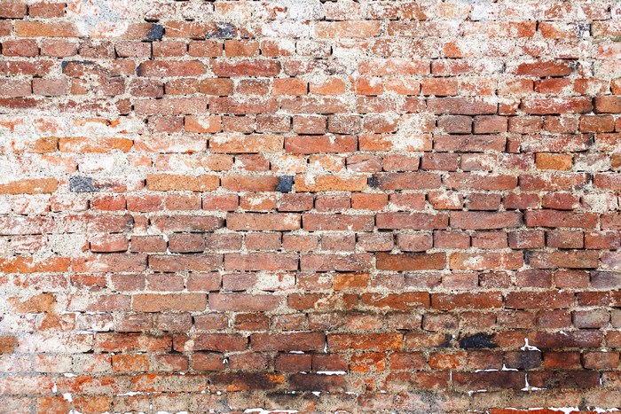 A weathered brick wall with visible mortar