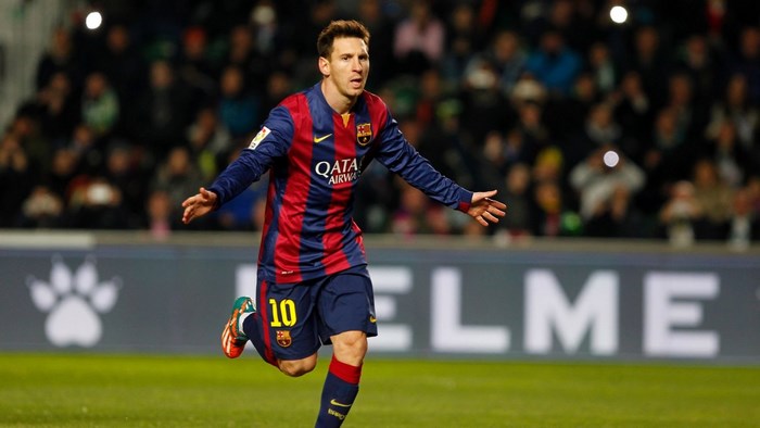 Lionel Messi Celebrating Goal in Barcelona Jersey