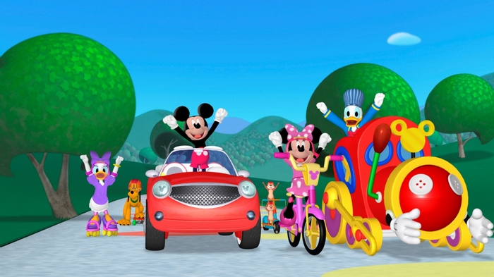 Mickey Mouse and friends on a road trip