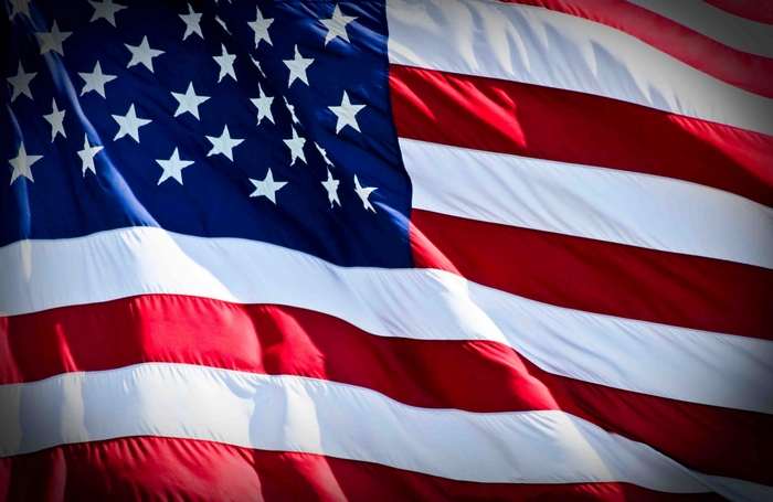 American Flag Waving in the Wind