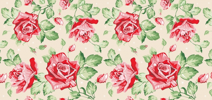 Vintage red roses floral pattern