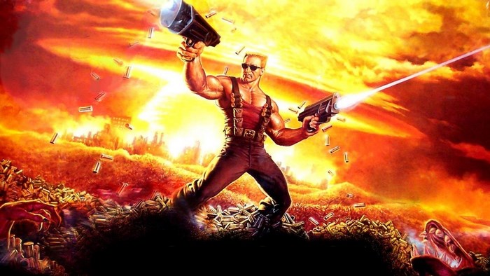Duke Nukem II with guns and explosions