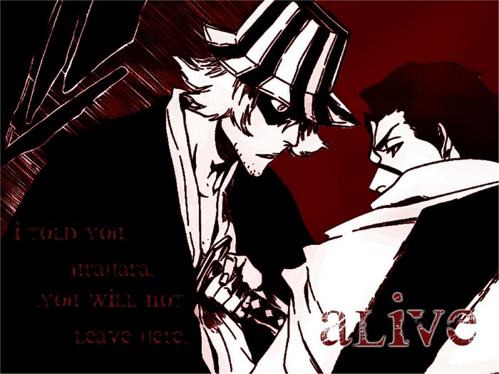 Bleach characters Kisuke Urahara and Sosuke Aizen confrontation