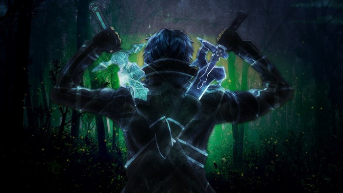 Kirito from Sword Art Online in a forest