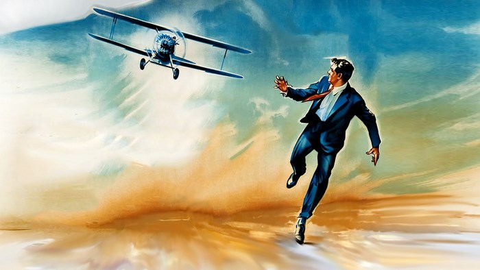 Man running from airplane in North by Northwest