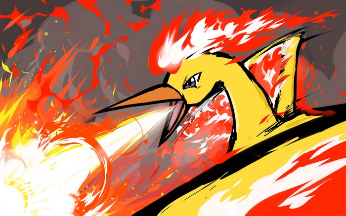 Moltres from Pokemon breathing fire
