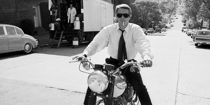 Steve McQueen on a Motorcycle