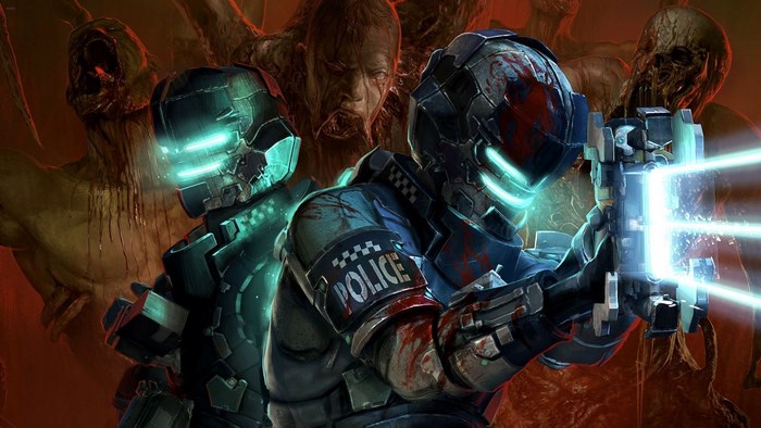 Dead Space characters fighting monsters