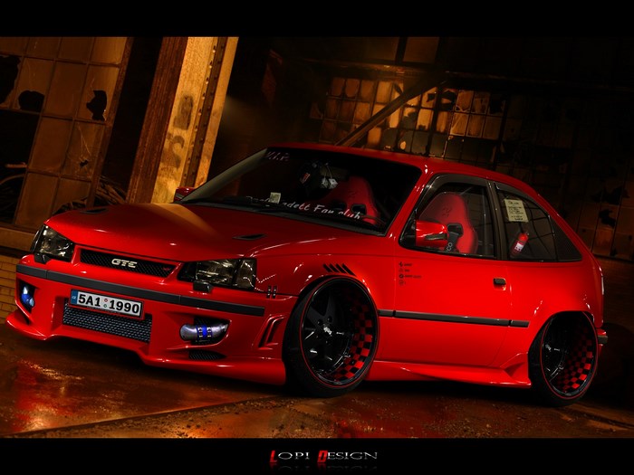 Red Opel Astra GSI modified car