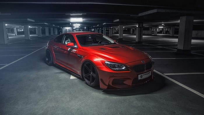 Red BMW M6 Gran Coupe in Parking Garage