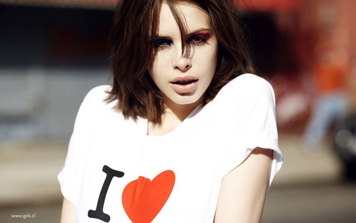 Charlotte Kemp Muhl with Bold Red and Blue Eye Makeup