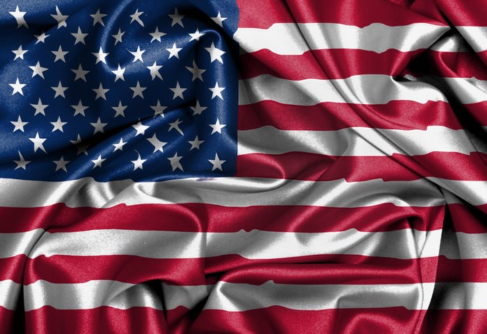 American flag waving with fabric folds
