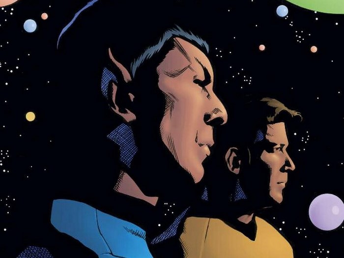 Spock and Kirk from Star Trek in space