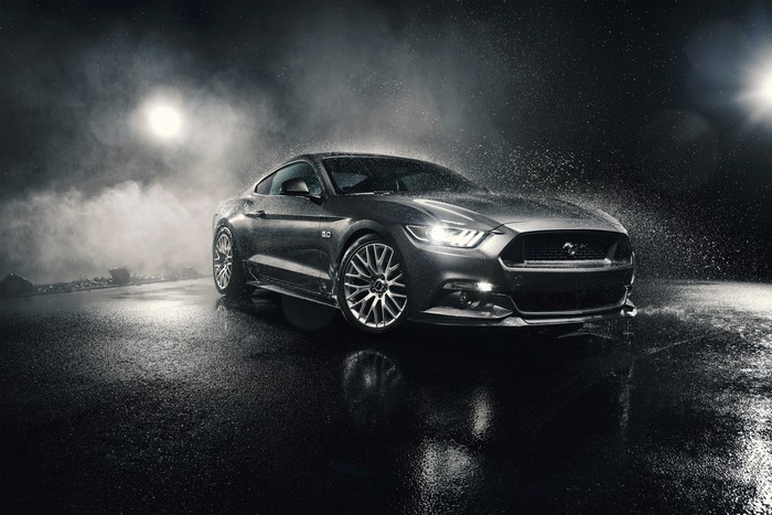 Ford Mustang GT in the rain