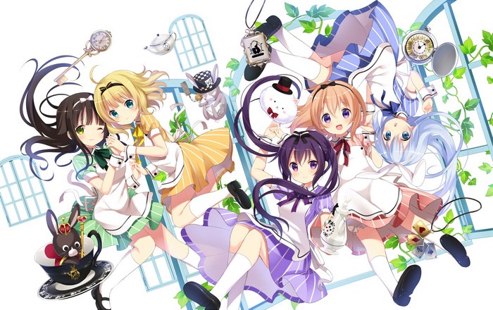 Girls from Is the Order a Rabbit? in Alice in Wonderland theme