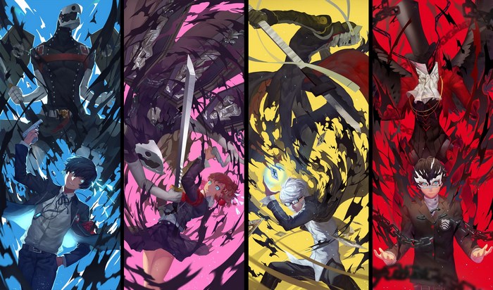 Persona 3, 4, and 5 characters with Personas