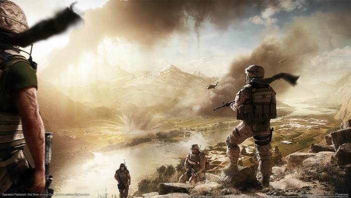 Soldiers overlooking a valley in Operation Flashpoint: Red River