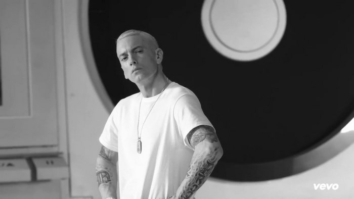 Eminem in black and white