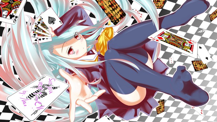 Shiro from No Game No Life with playing cards