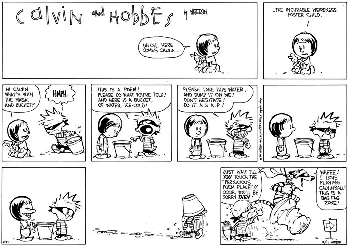Calvin and Hobbes playing Calvinball
