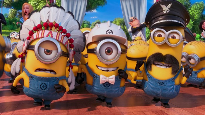 Minions in costumes from Despicable Me 2