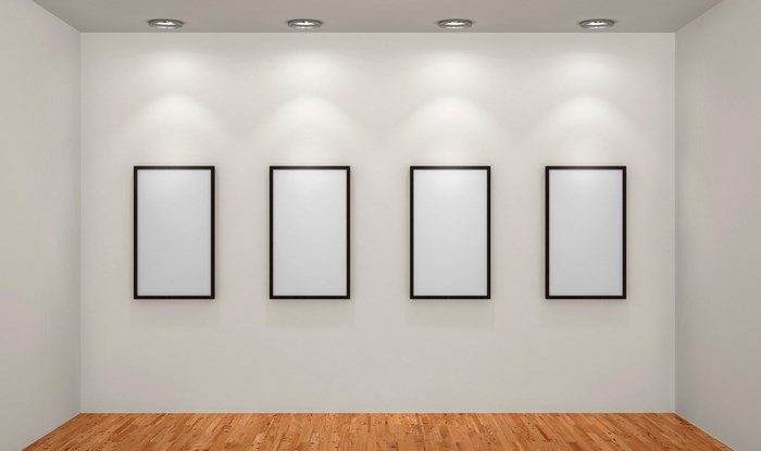 Empty Art Gallery with Four Frames