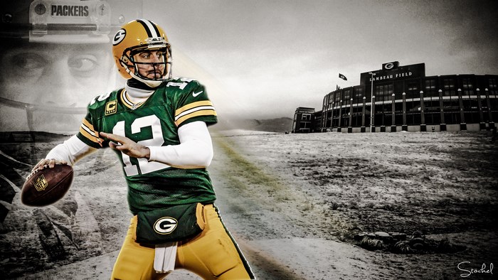 Aaron Rodgers of the Green Bay Packers at Lambeau Field