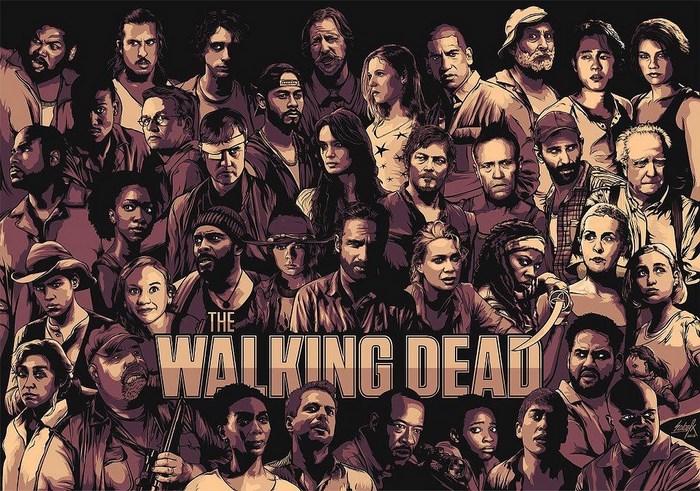 The Walking Dead characters collage